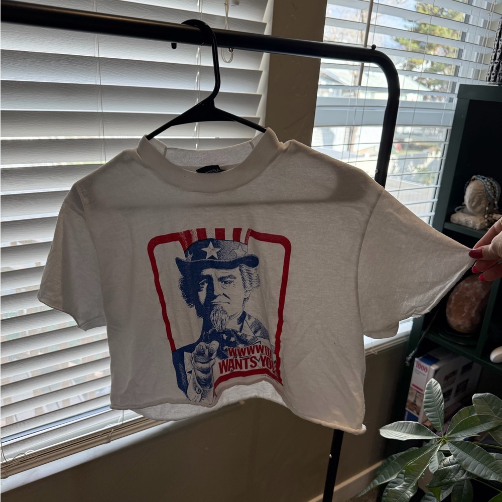 Patriotic Uncle Sam Graphic T-Shirt in White